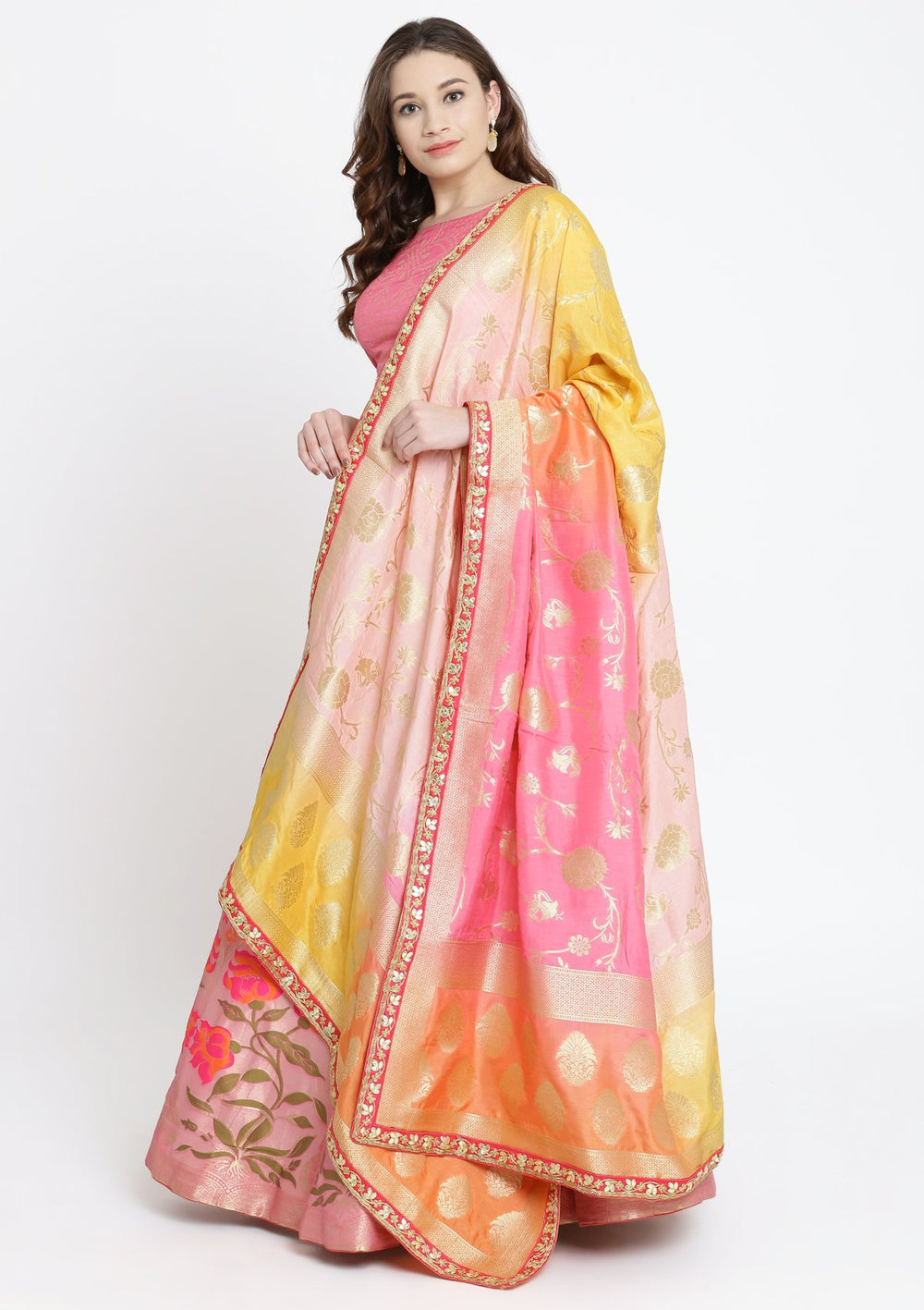 Baby Pink Zariwork Brocade Designer Lehenga-Koskii