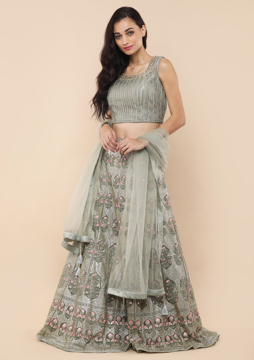 Koskii Teal Green Lehenga-Koskii