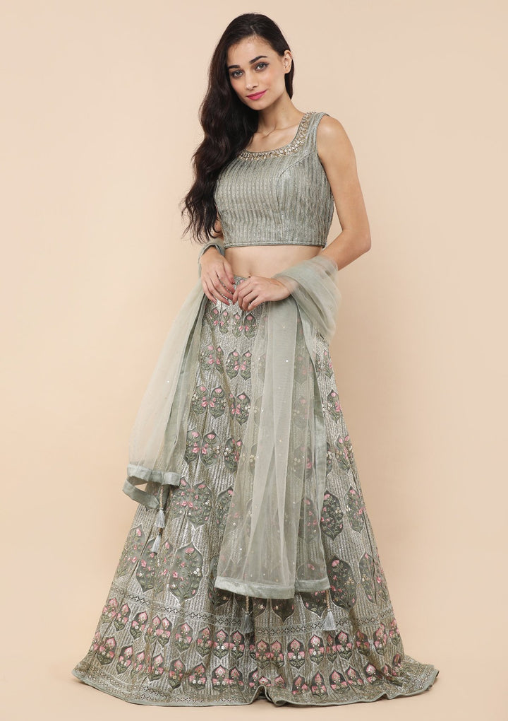 Koskii Teal Green Lehenga-Koskii