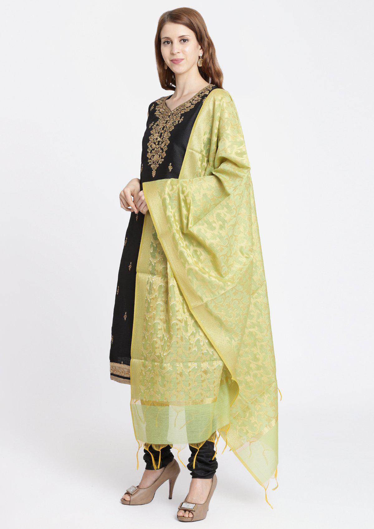 Black Cutdana Rawsilk Designer Salwar Suit-Koskii