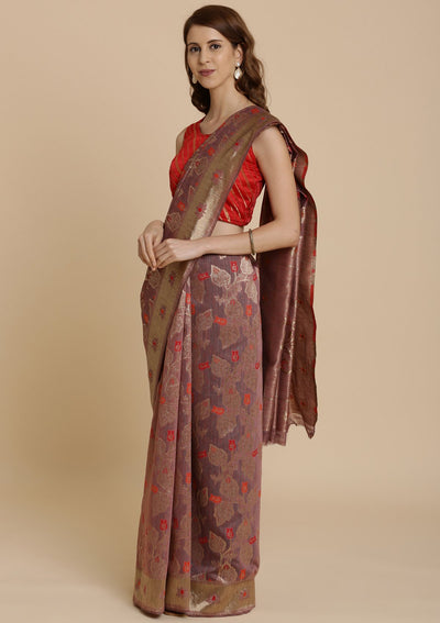 Copper Zariwork Art Silk Designer Saree-Koskii