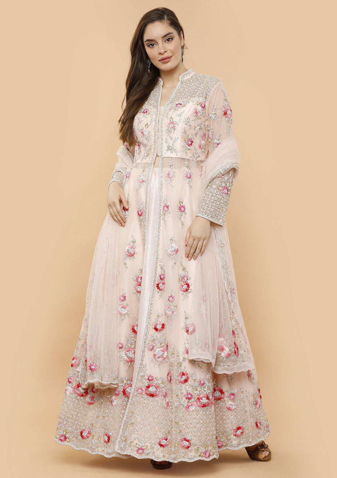 Blushing Pink Stonework Designer Gown-Koskii