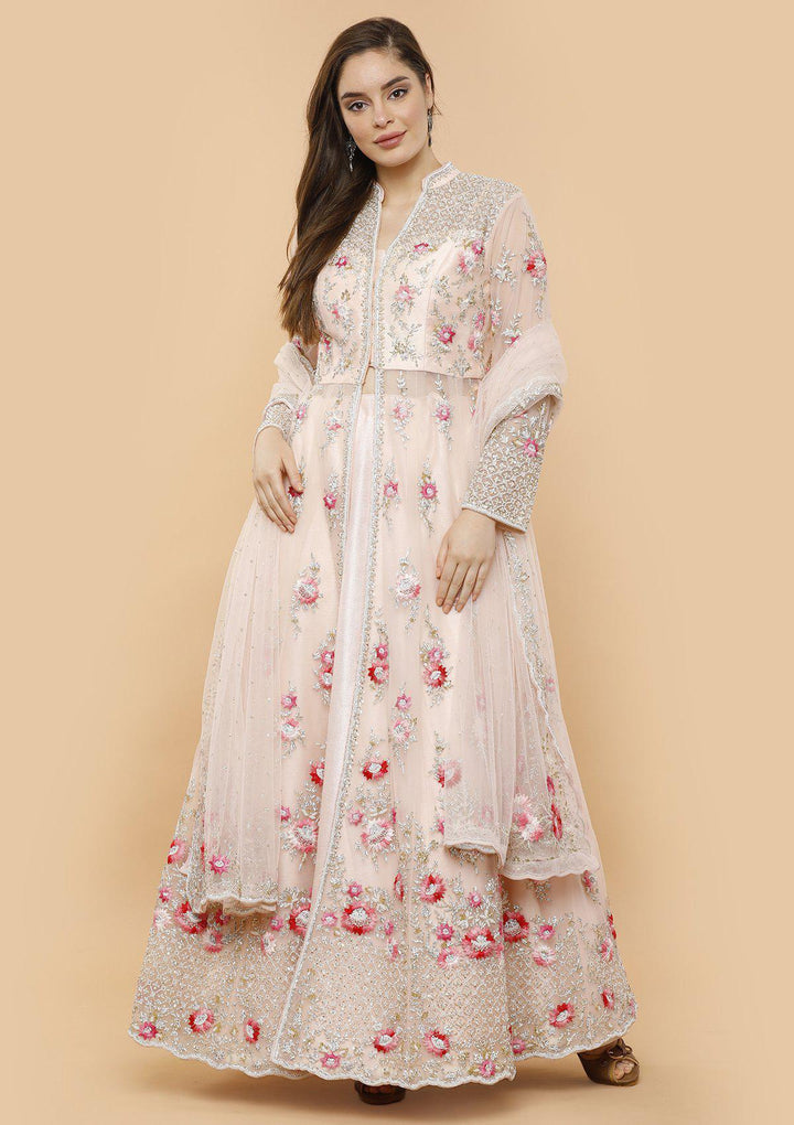 Blushing Pink Stonework Designer Gown-Koskii