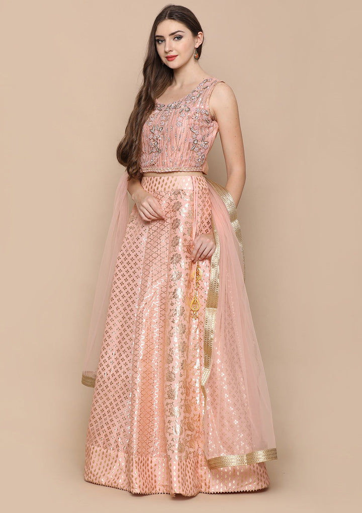 Pink Zardozi Work Brocade Designer Lehenga-Koskii