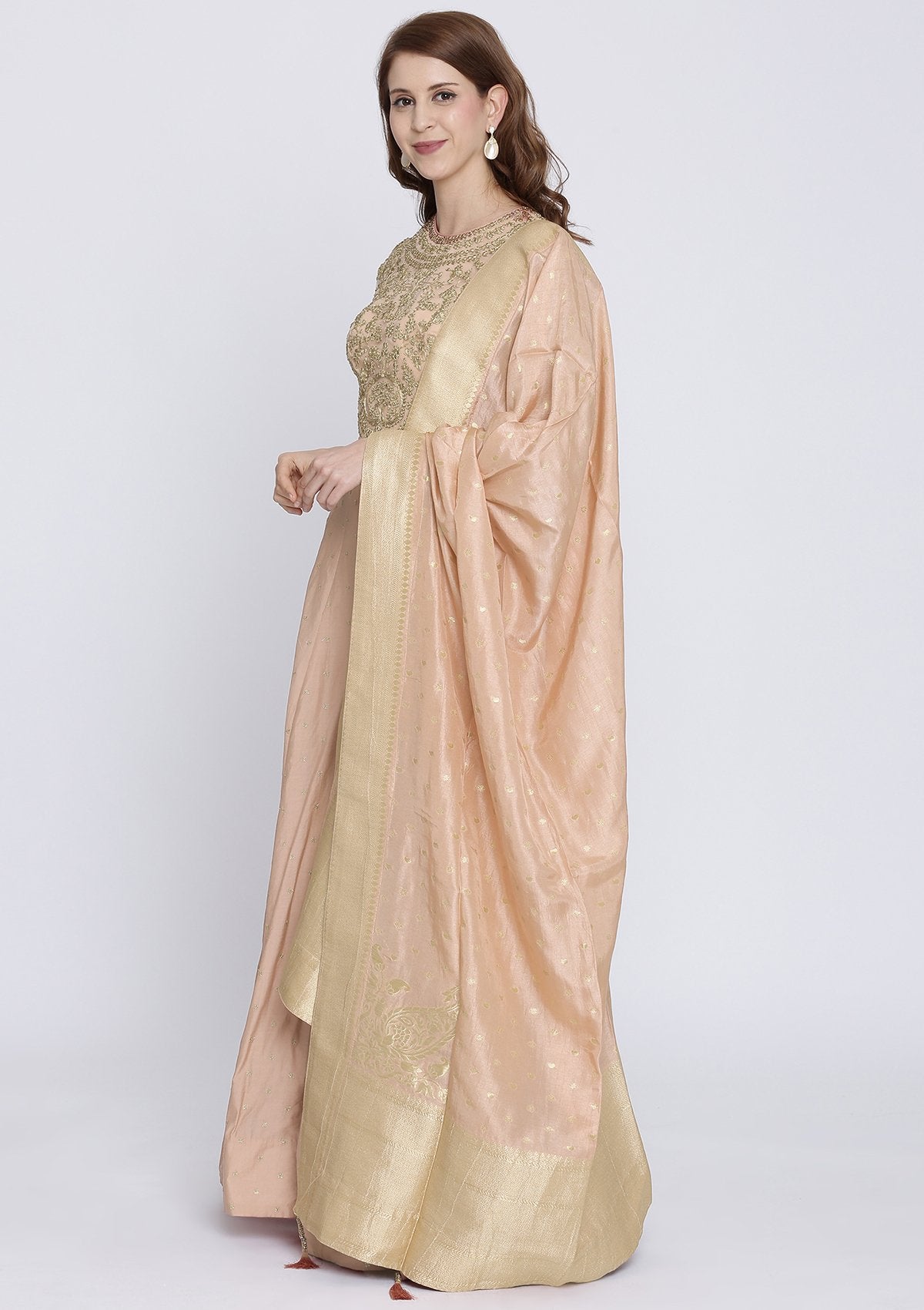 Pink Zariwork Art Silk Designer Gown-Koskii