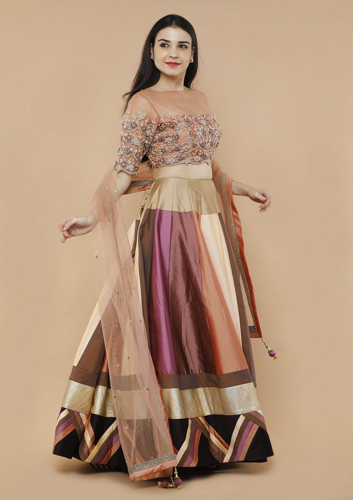 Colorpop Embellished Silk Designer Lehenga-Koskii