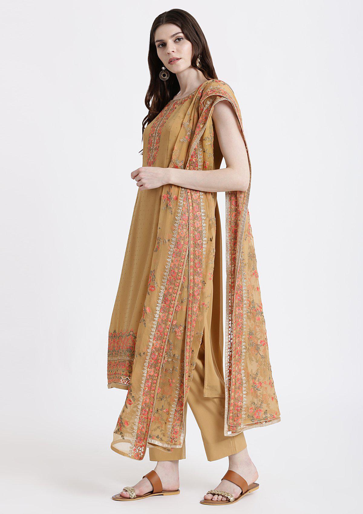 Gold Thread Work Georgette Designer Salwar Suit-Koskii