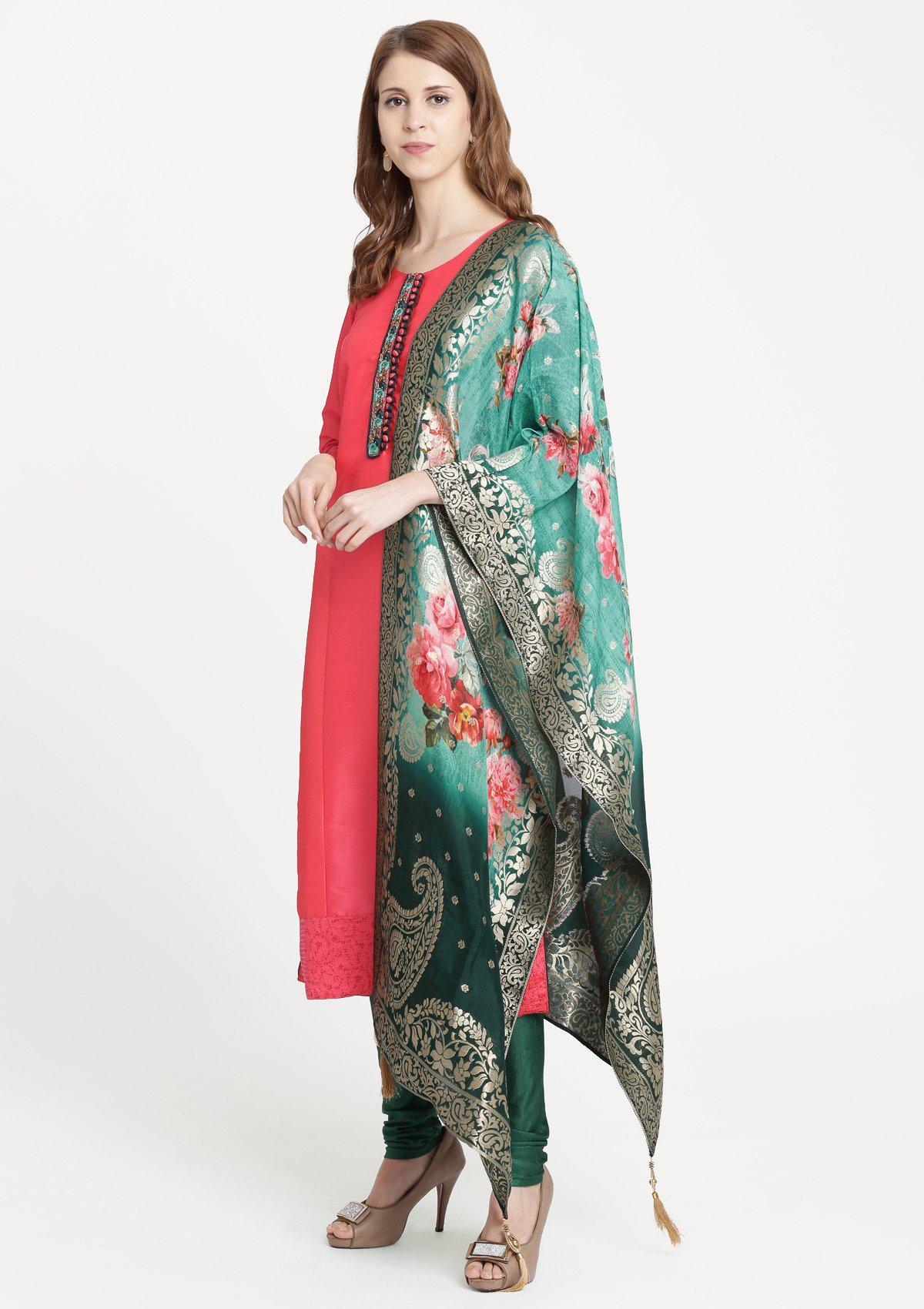 Pink Threadwork Chanderi Designer Salwar Suit-Koskii