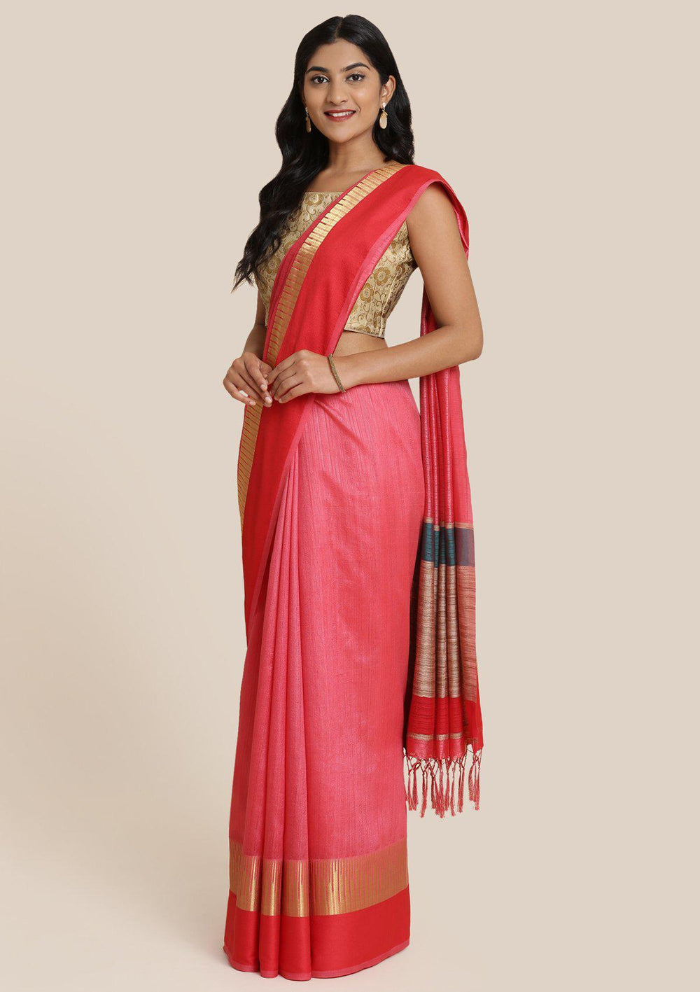 Multi Zariwork Art Silk Designer Saree-Koskii