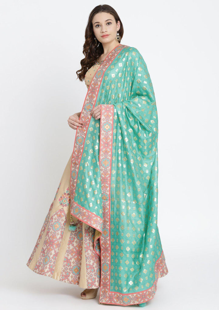 Cream Zardosi Rawsilk Designer Lehenga-Koskii