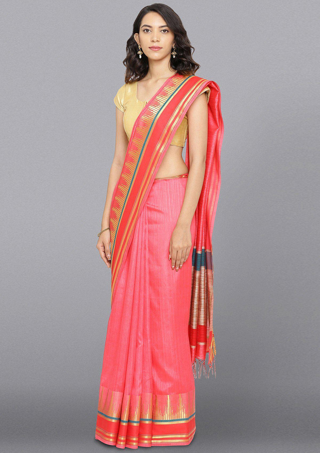 Multi Color Zariwork Art Silk Designer Saree-Koskii