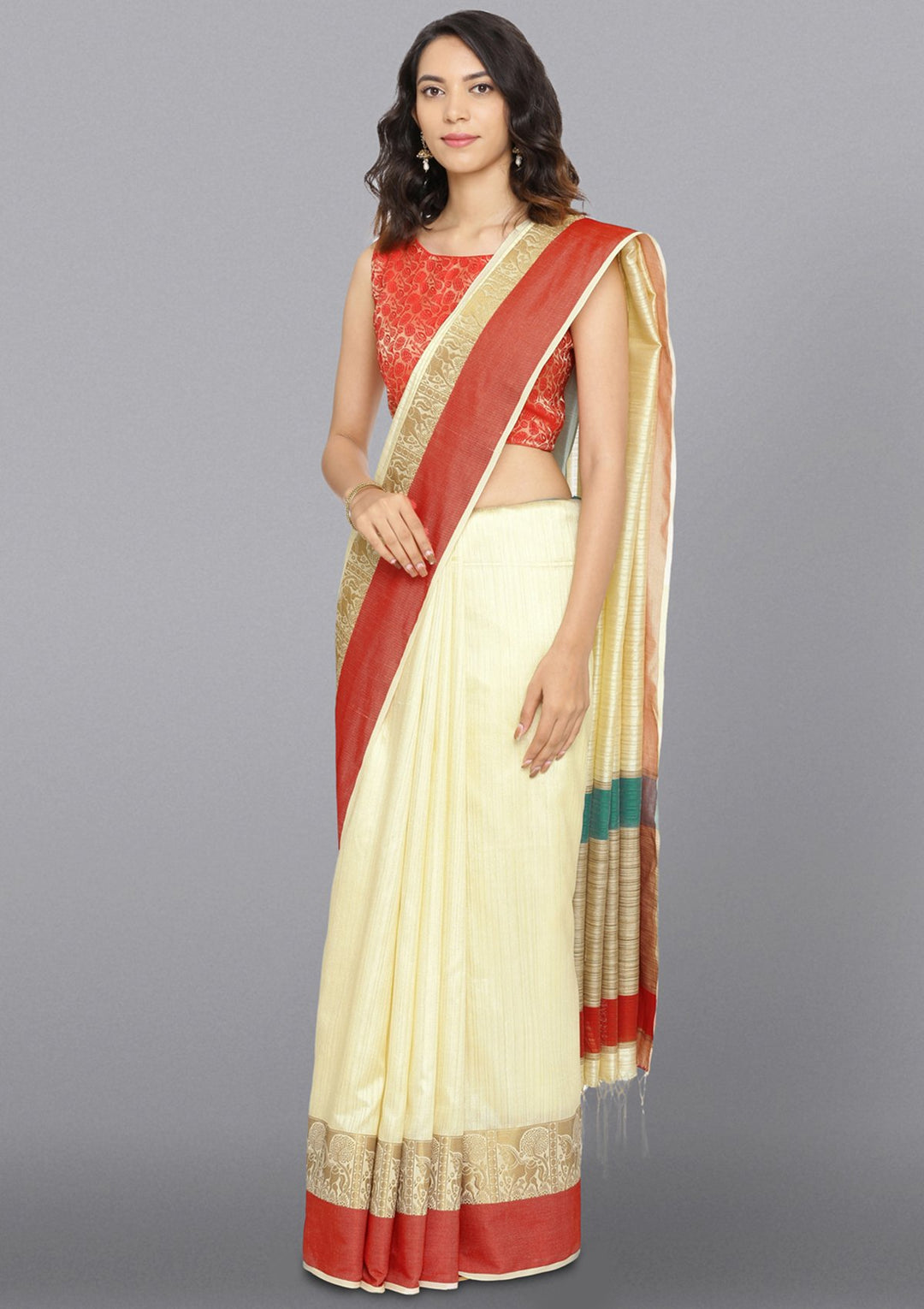 Multi Zariwork Art Silk Designer Saree-Koskii