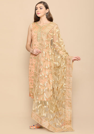 Peach and gold designer salwar suit-Koskii
