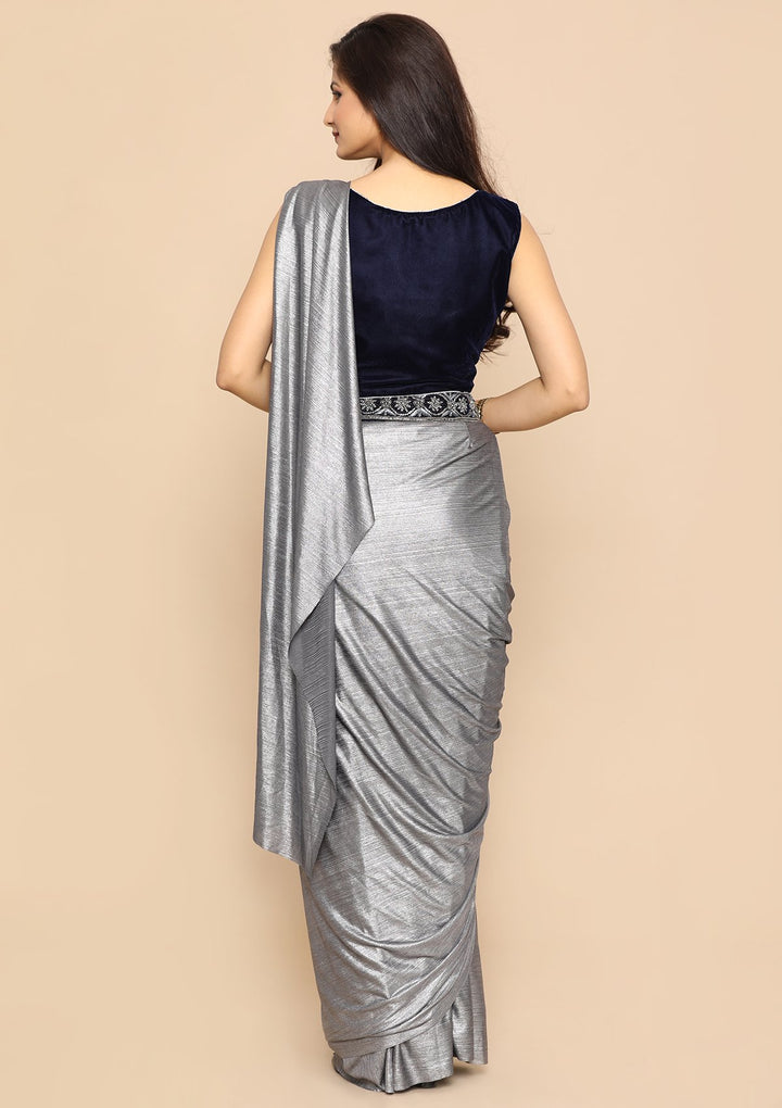 Grey Ready to Drape Designer Saree-Koskii