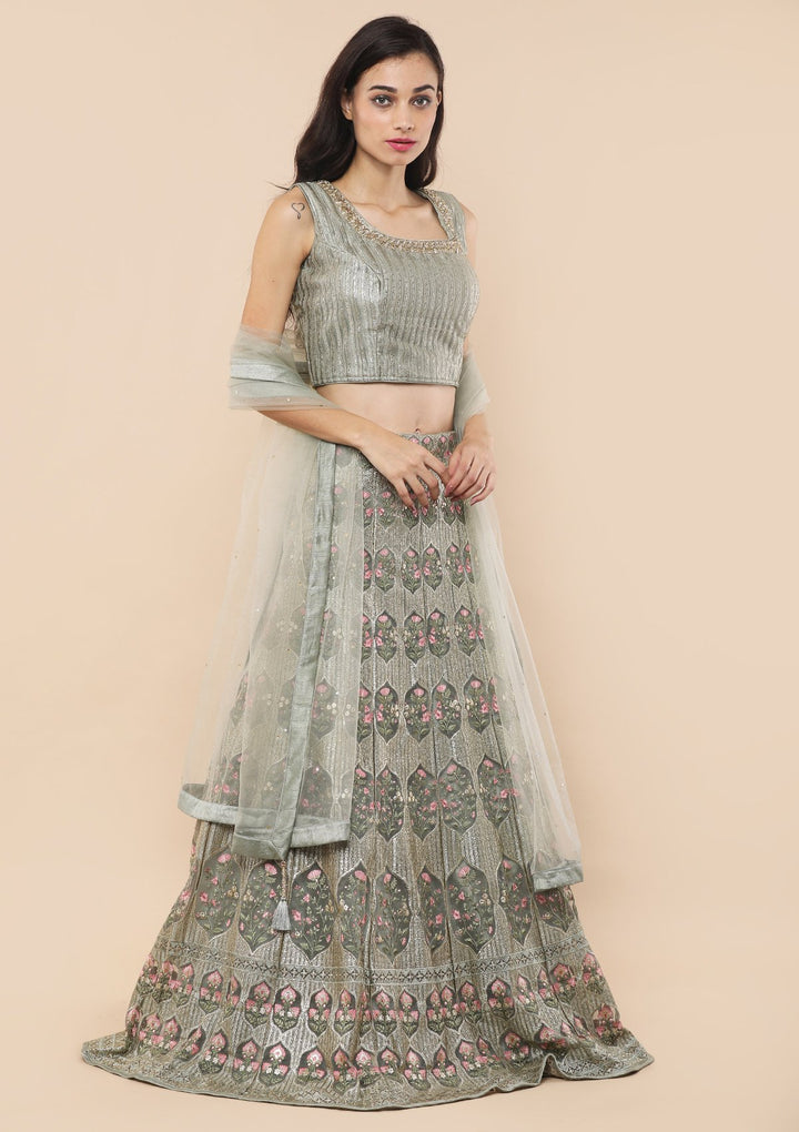 Koskii Teal Green Lehenga-Koskii