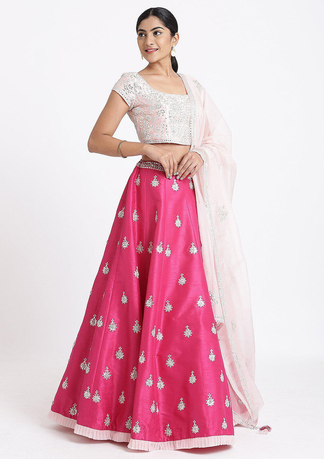 Pink Gota Patti Raw Silk Designer Lehenga-Koskii