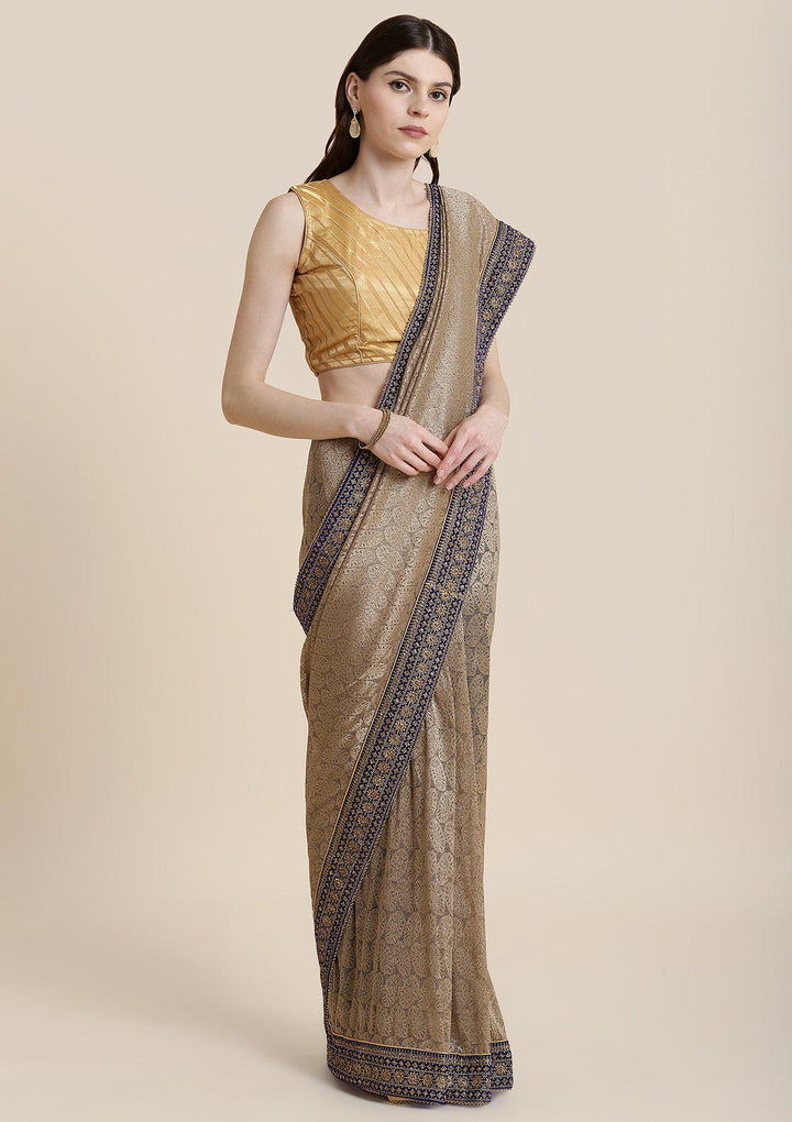 Gold Zariwork Net Designer Saree-Koskii