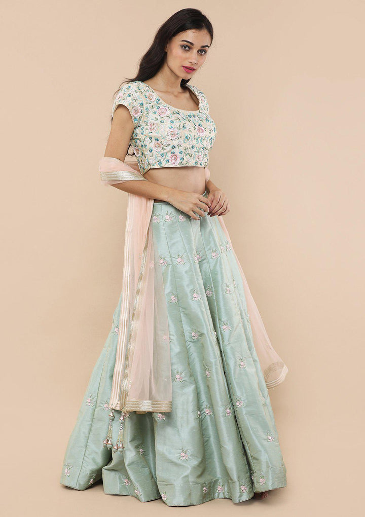 Koskii Pista Green Lehenga-Koskii