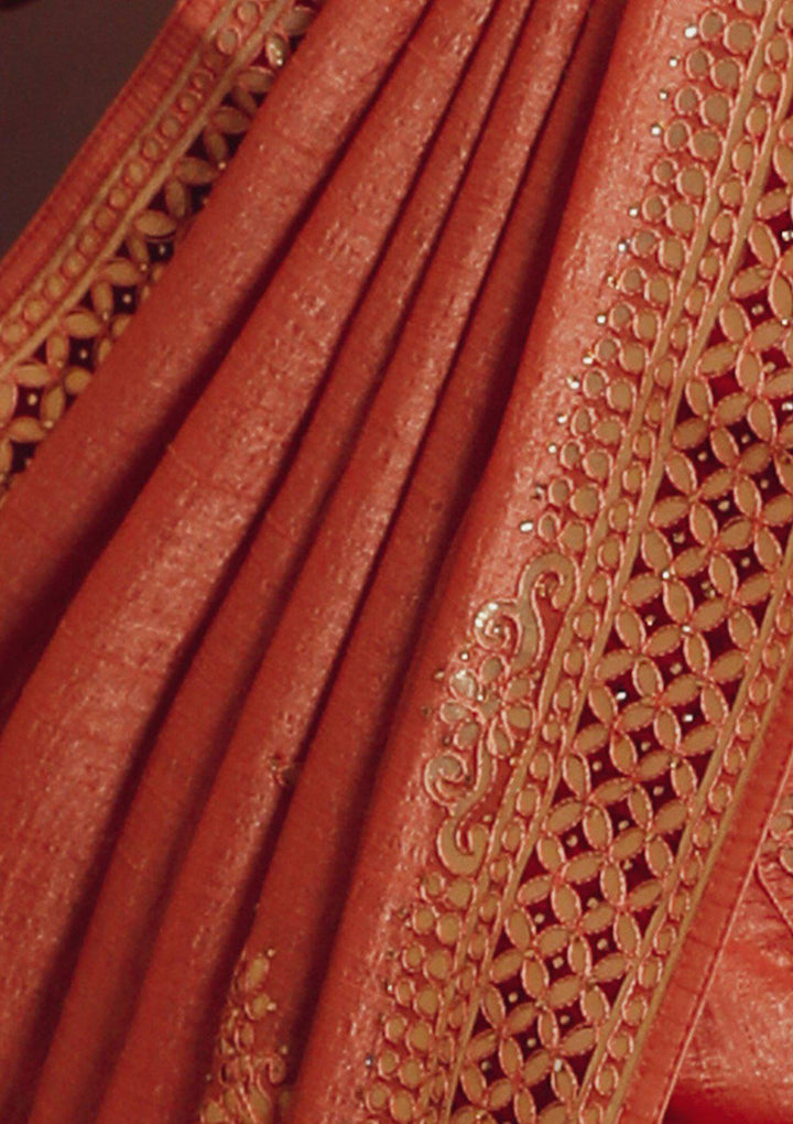 Peach Gotapatti Designer Art Silk Saree-Koskii