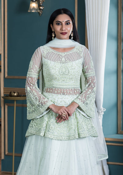 Koskii Pista Green Indo-Western Casual Gown-Koskii