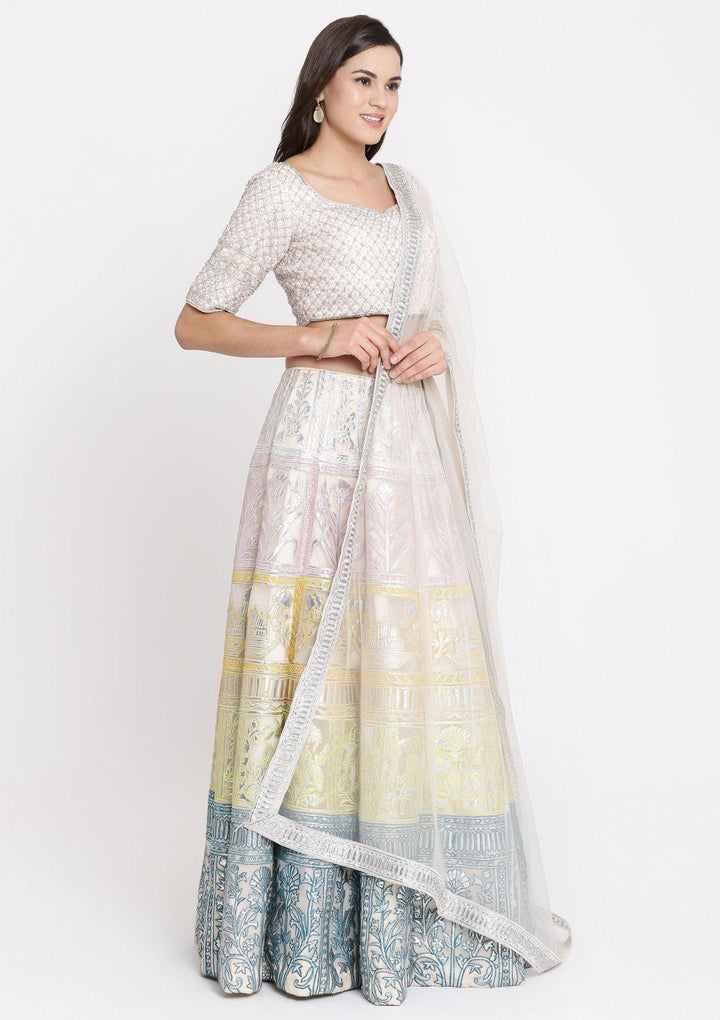 Pastel Tone Gotapatti Net Designer Lehega-Koskii