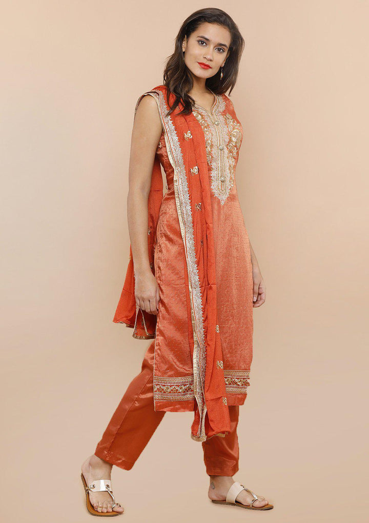 Orange Stone Work Designer Salwar Suit-Koskii