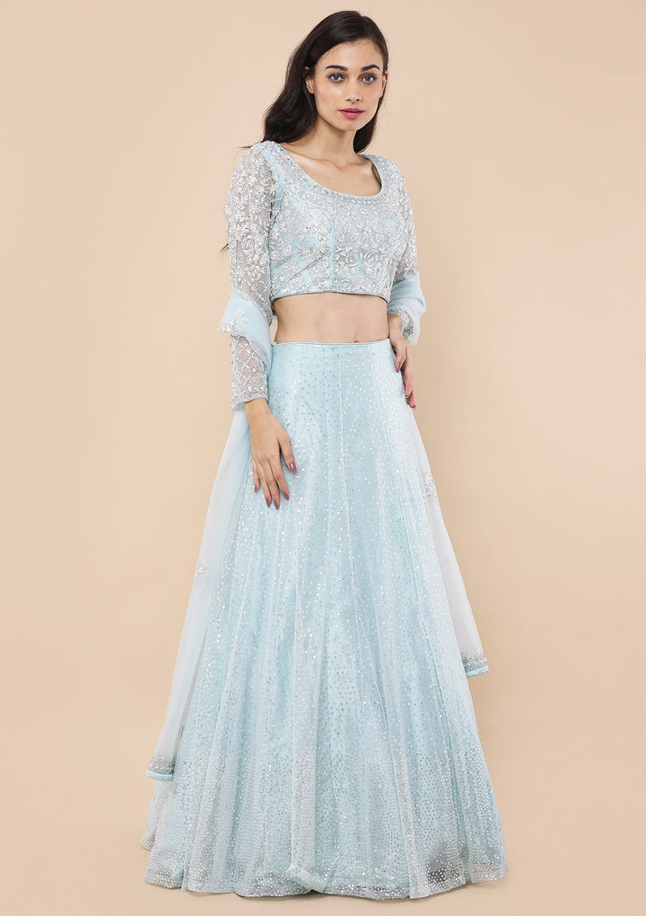 Koskii Sky Blue Lehenga-Koskii