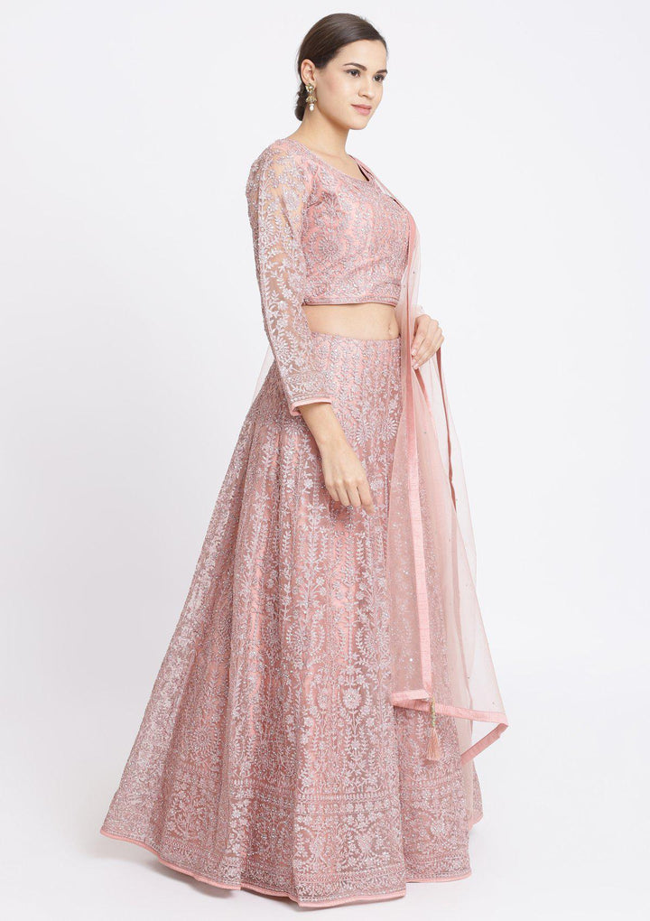 Mauve Zariwork Net Designer Lehenga-Koskii