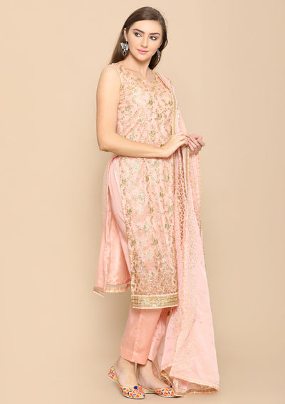 pink and gold designer salwar suit-Koskii
