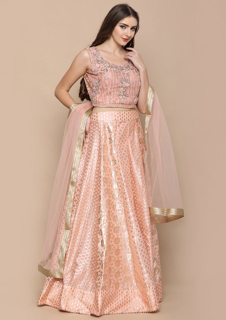 Pink Zardozi Work Brocade Designer Lehenga-Koskii