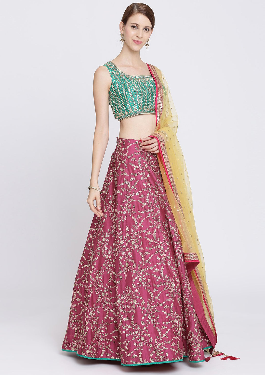 Rani Pink Sequins Net Designer Lehenga-Koskii