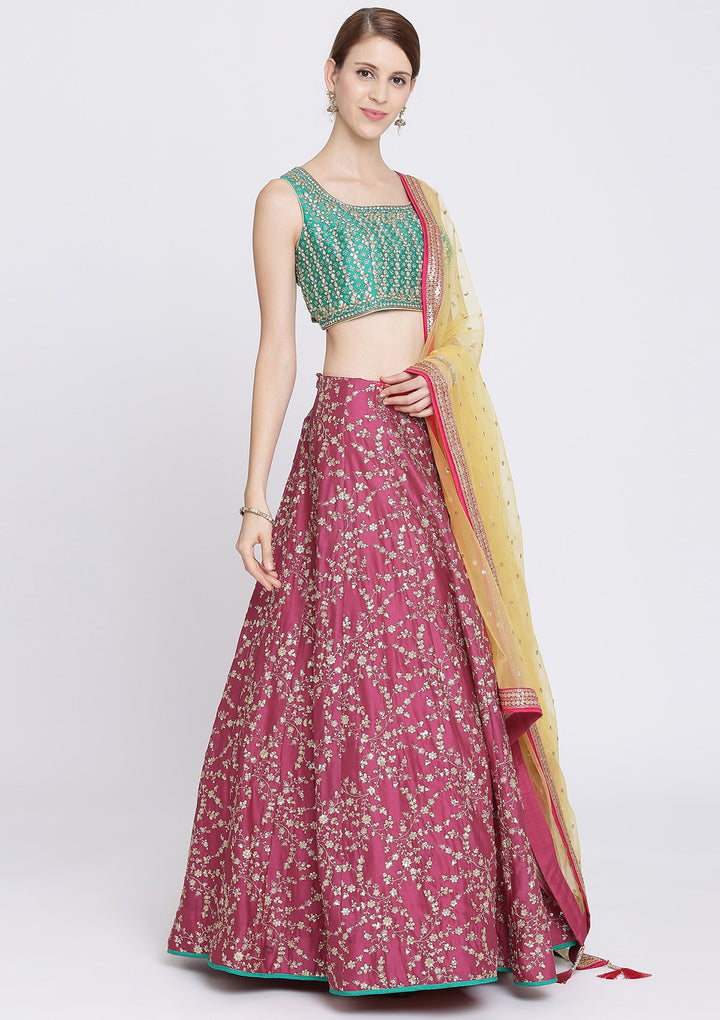Rani Pink Sequins Net Designer Lehenga-Koskii