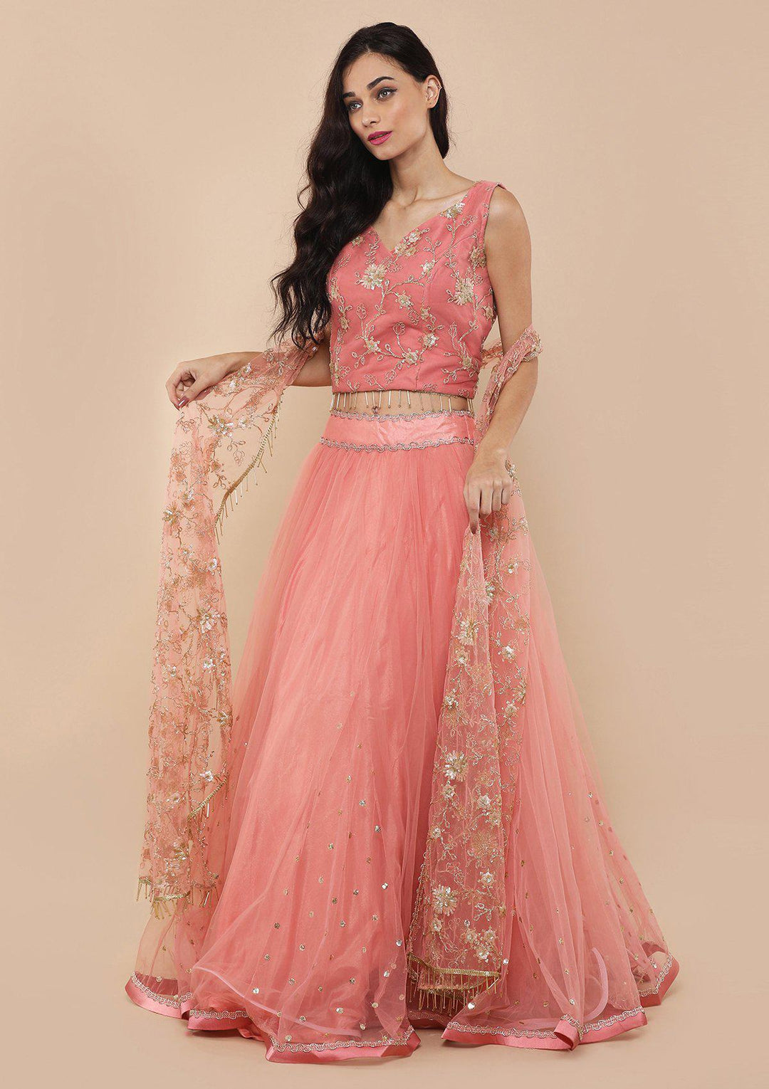 Koskii Pink Lehenga-Koskii