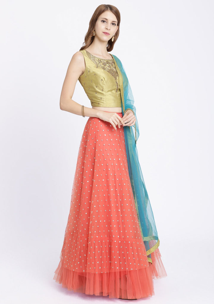 Pink Stonework Net Designer Lehenga-Koskii