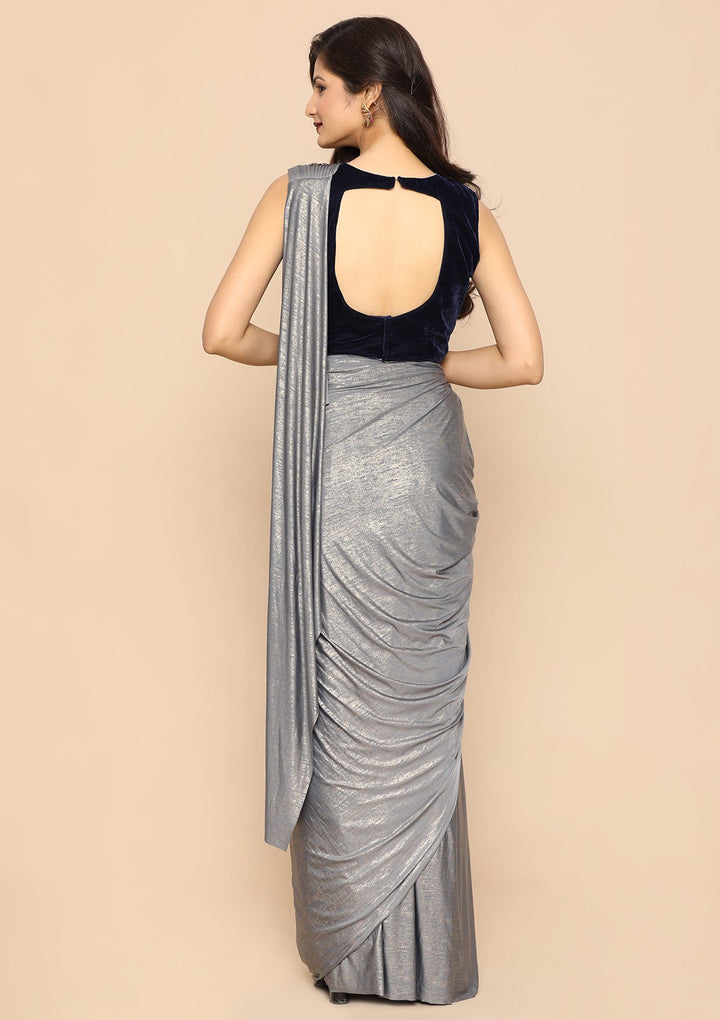 Grey Ready to Drape Designer Saree-Koskii