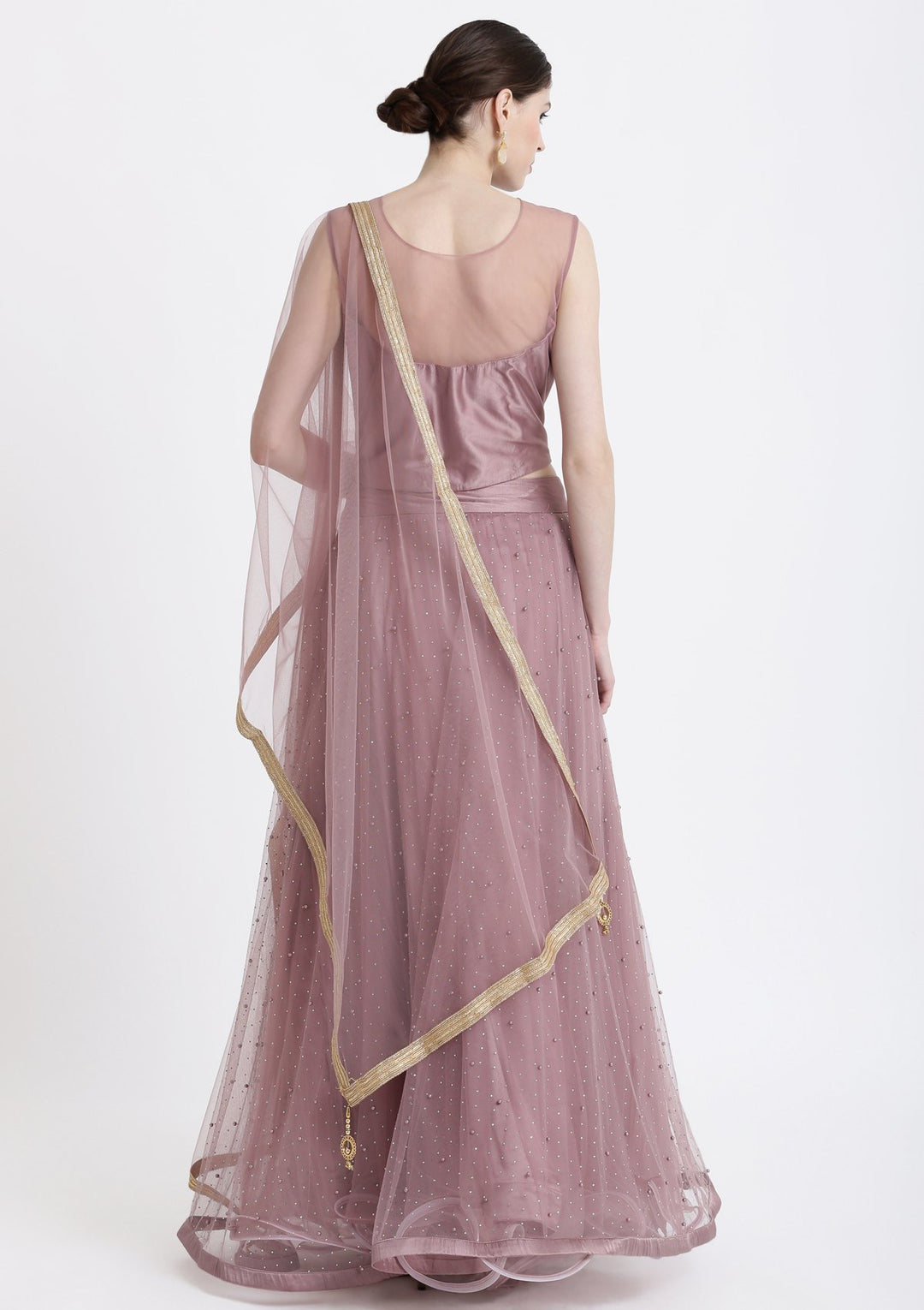 Mauve Sequins Net Designer Lehenga-Koskii