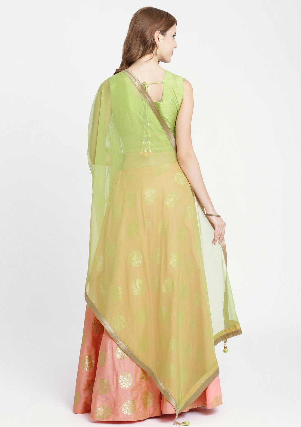 Baby Pink Cutdana Rawsilk Designer Lehenga-Koskii