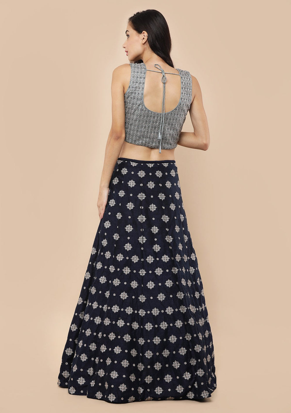 Koskii Navy Blue Bridal Lehenga-Koskii