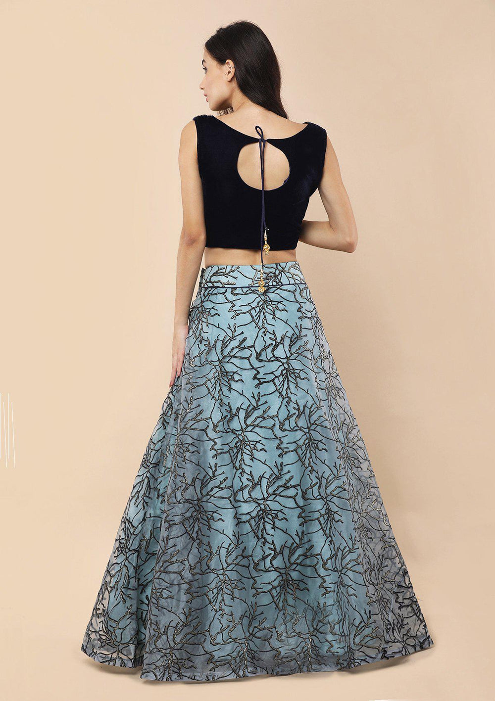 Koskii Teal Green Lehenga-Koskii