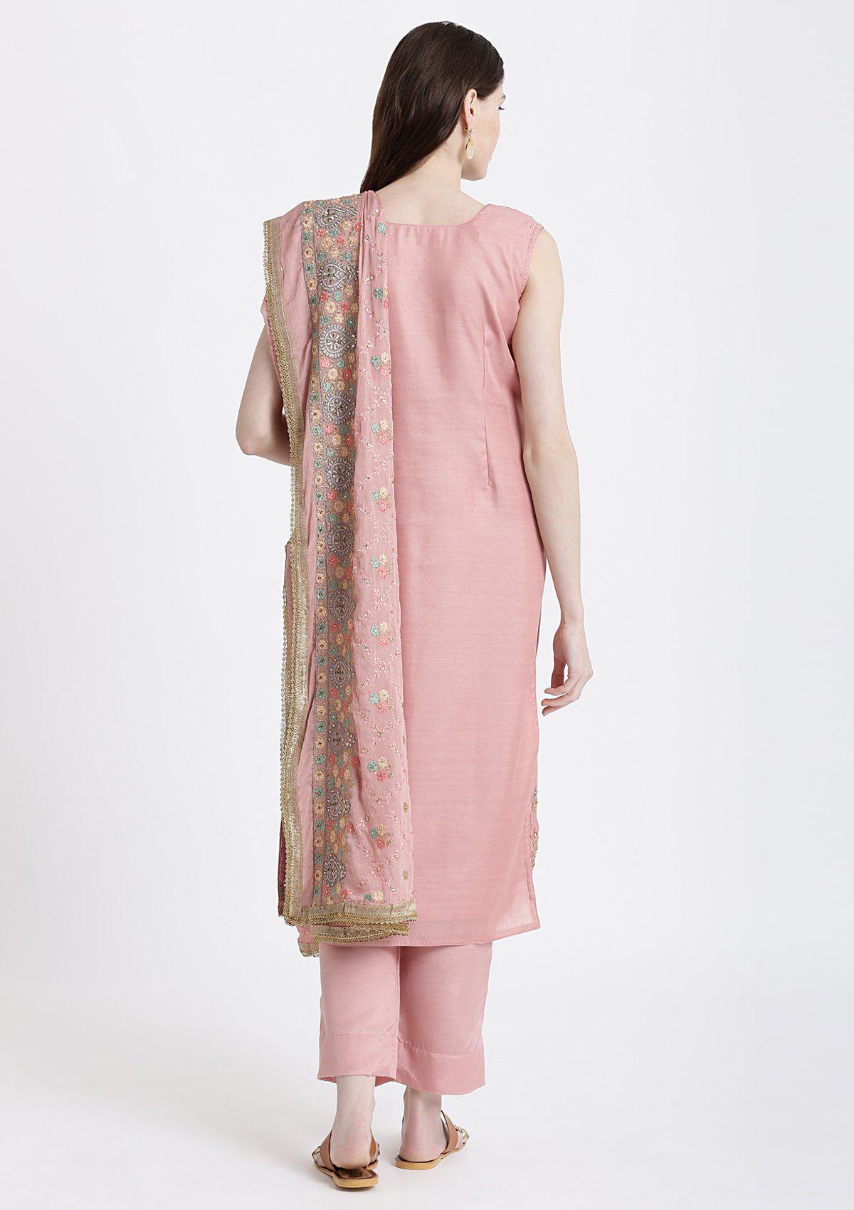 Lavender Stonework Chanderi Designer Salwar Suit-Koskii