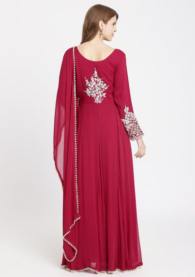 Rani Pink Stonework Georgette Designer Salwar Suit-Koskii