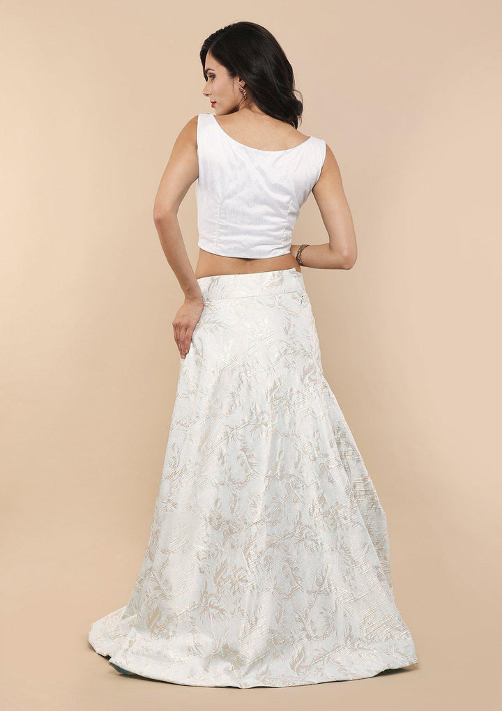 Light Blue Brocade Designer Lehenga-Koskii