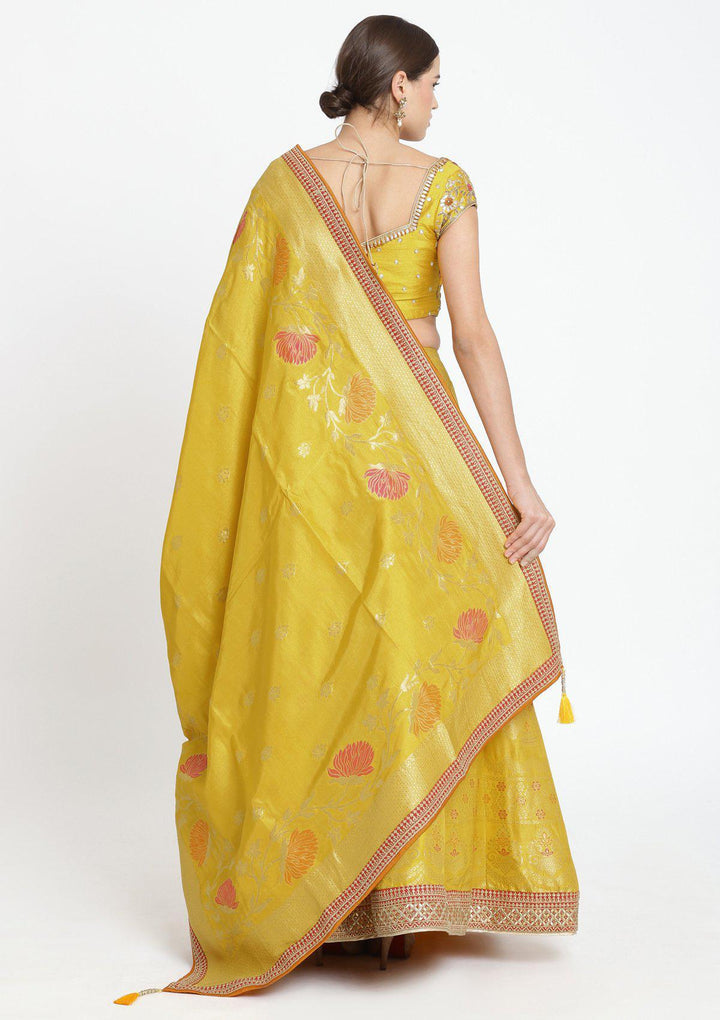 Yellow Gotapatti Brocade Designer Lehenga-Koskii