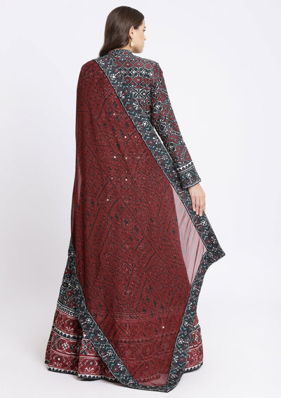Black Gotapatti Art Silk Designer Gown-Koskii