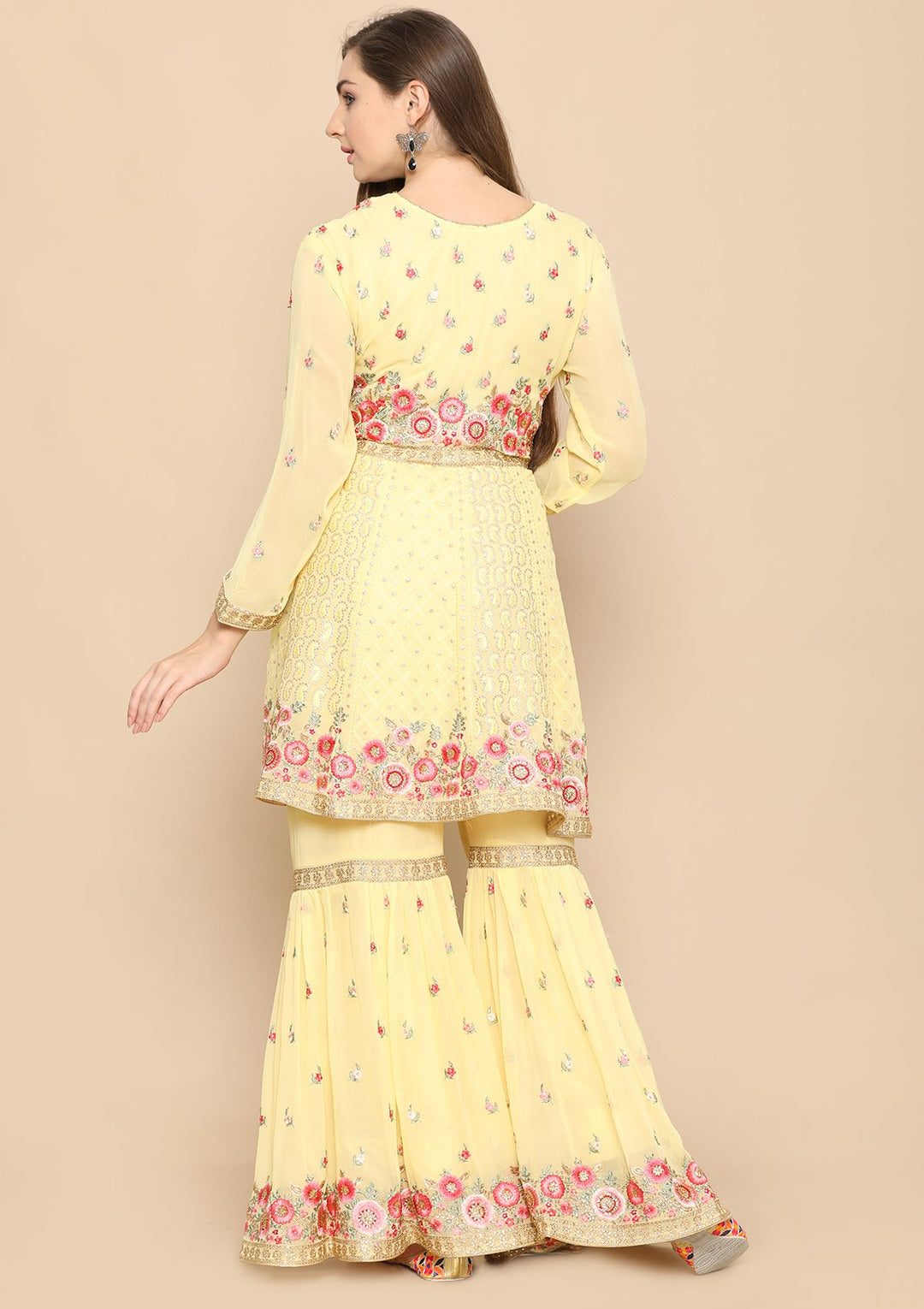 Yellow Thread Work Net Designer Sharara-Koskii