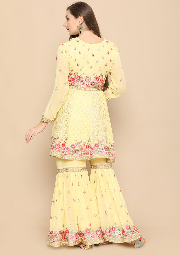 Yellow Thread Work Net Designer Sharara-Koskii
