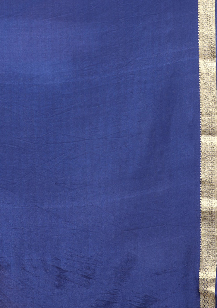 Navy Blue and Magenta Handmade Saree-Koskii