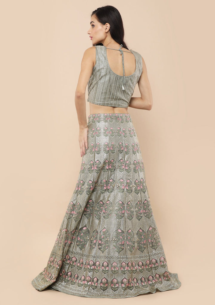 Koskii Teal Green Lehenga-Koskii