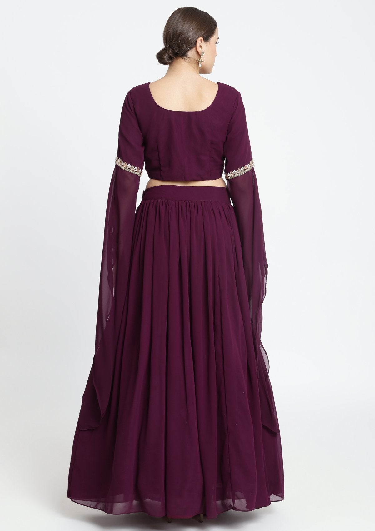 Wine Sequins Georgette Designer Lehenga-Koskii