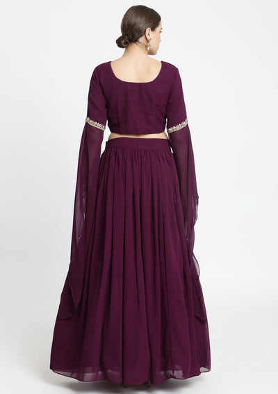 Wine Sequins Georgette Designer Lehenga-Koskii